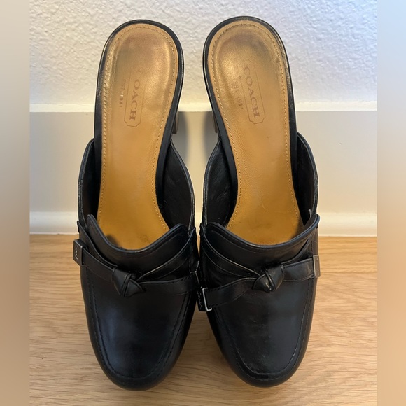 Coach Shoes - Coach Leather Mules with Tie Accents
